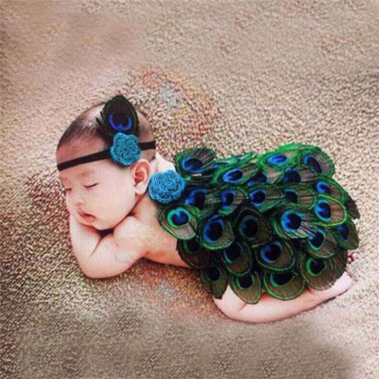 Newborn Photoshoot Outfit Peacock Feathers and Headband