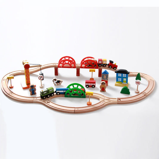 120 Pc Wooden Track Train Set