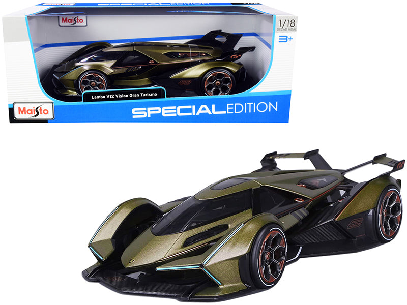 Lamborghini V12 Vision Gran Turismo Matte Green Metallic 1/18 Diecast