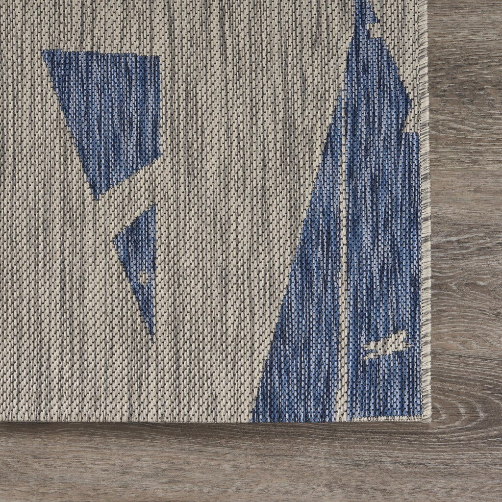 5' x 7' Gray Sailboat Indoor Outdoor Area Rug