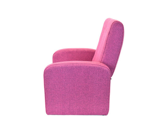 Kids Pink Comfy Upholstered Recliner Chair Ottoman w/ Storage