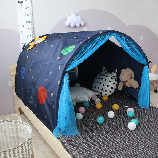 Tunnel Tent for Bed or Floor - Blue Space/Pink Butterflies