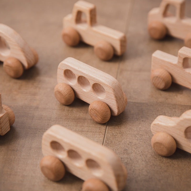 Simple Wooden Hand Push Cars & Trucks