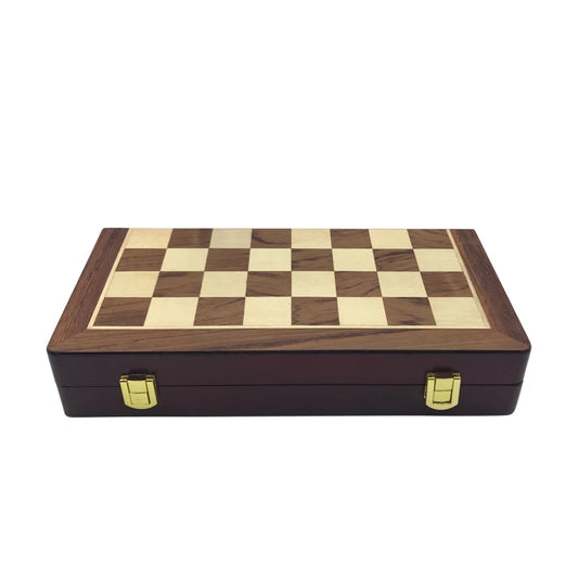 Zinc Alloy Wooden Folding Chess Board Set