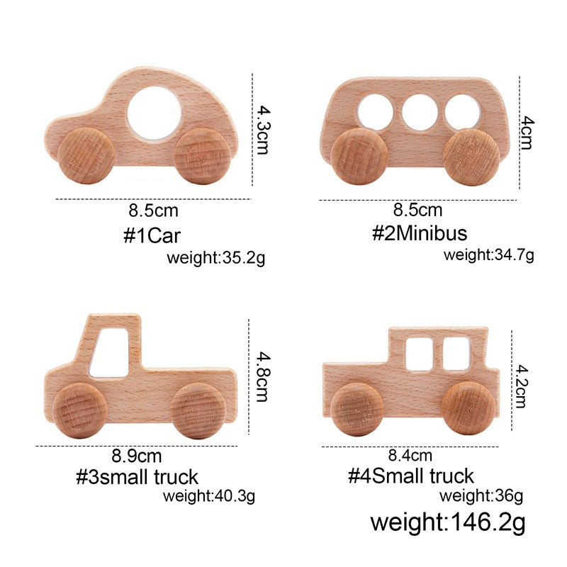 Simple Wooden Hand Push Cars & Trucks