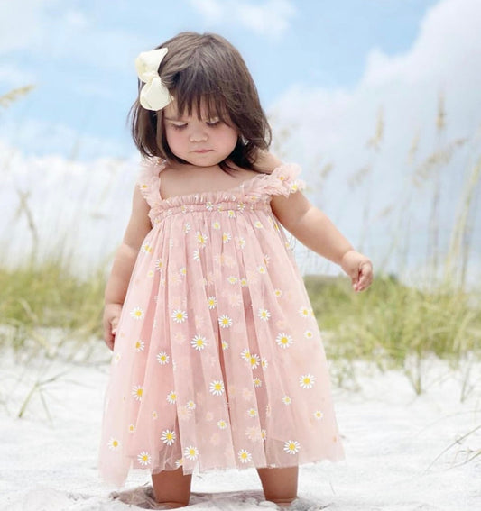 Tulle Daisy Dress || Pink