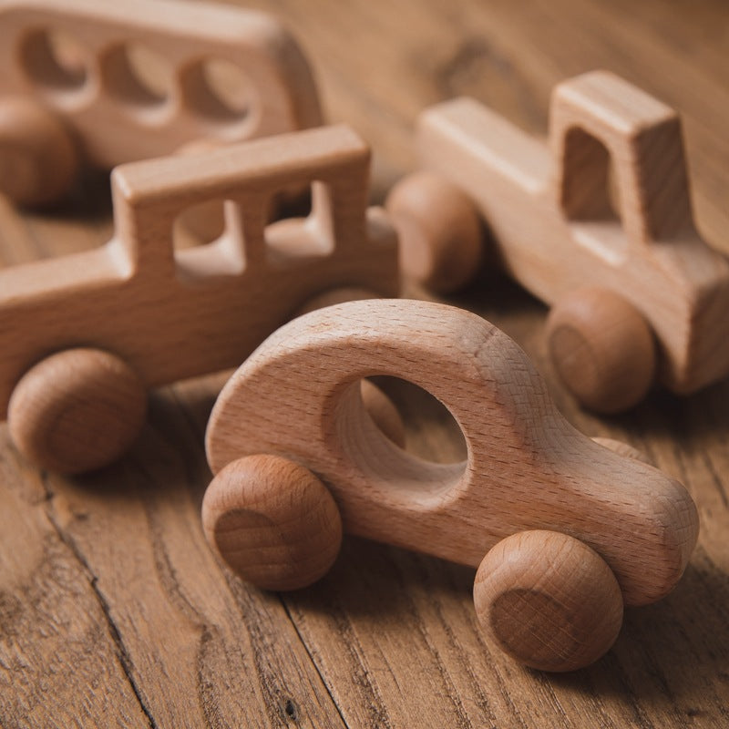 Simple Wooden Hand Push Cars & Trucks