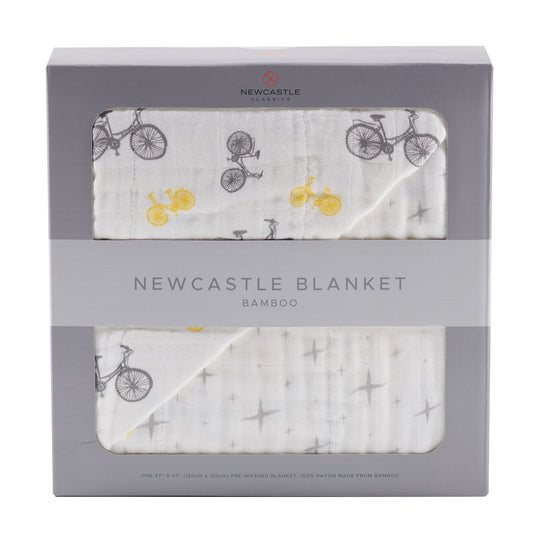 Vintage Bicycle and Northern Star Reversible Bamboo Muslin Blanket