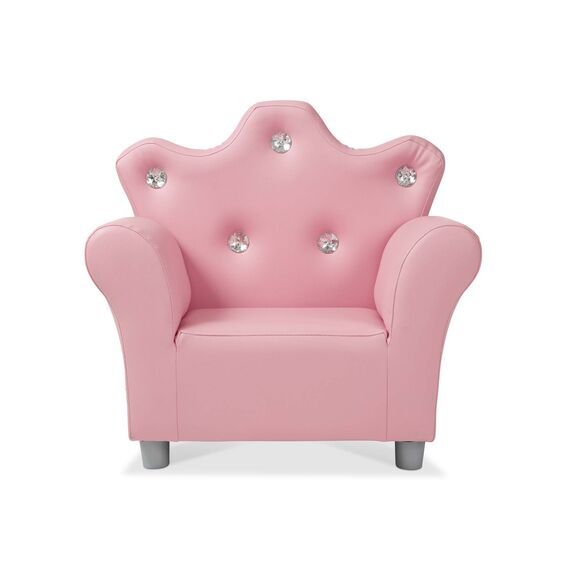 Children's Pink Gem Studded Crown Armchair