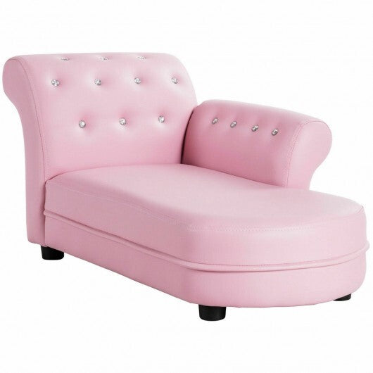 Pink Gem-Studded Kids' Chaise Lounge Sofa