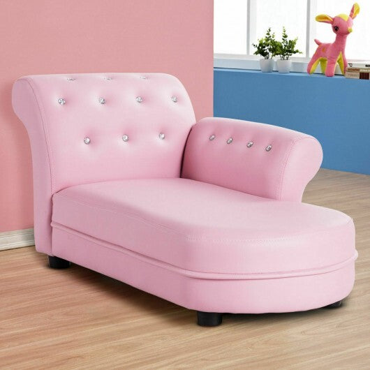 Pink Gem-Studded Kids' Chaise Lounge Sofa