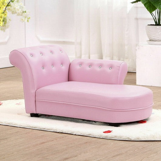 Pink Gem-Studded Kids' Chaise Lounge Sofa