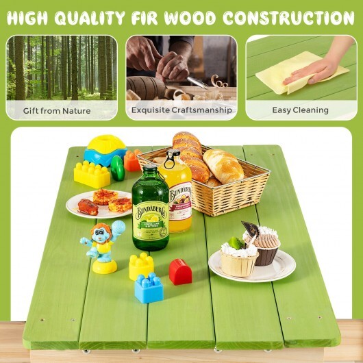 3-in-1 Indoor/Outdoor Wooden Kids Sand & Water Picnic Table w/ Play Boxes