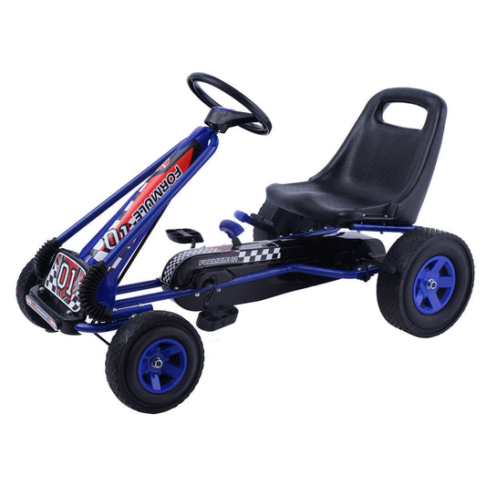 4 Wheels Kids Ride On Pedal Powered Bike Go Kart Racer Car - Blue