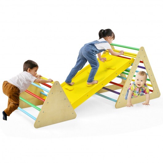 3-in-1 Kids Climbing Ladder Set - 2 Triangles w/ Ramp