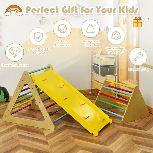 3-in-1 Kids Climbing Ladder Set - 2 Triangles w/ Ramp