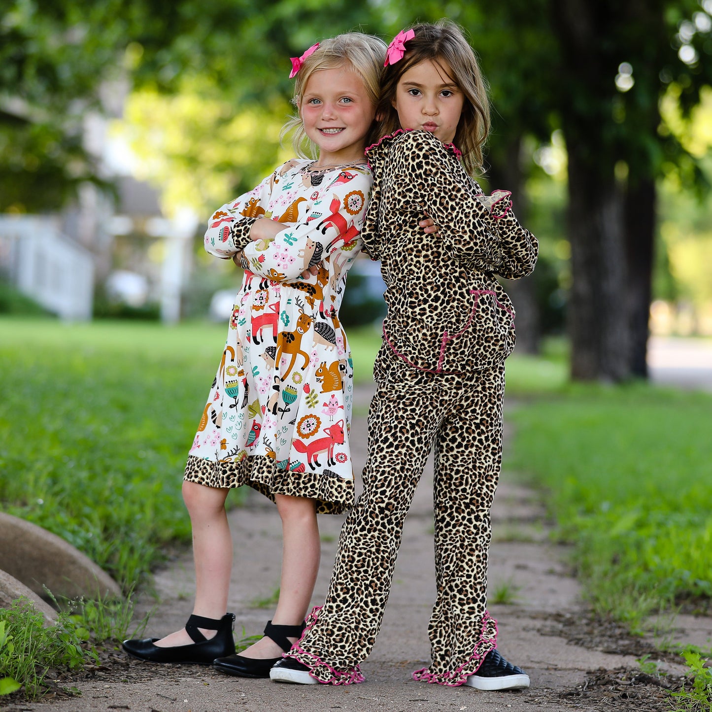 Girls Leopard Ruffle Hoodie 2 Pc Track Suit