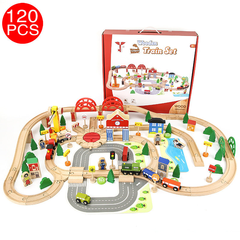 120 Pc Wooden Track Train Set