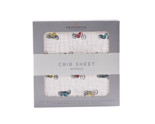 Great gift for parents who love motorcycles and vintage! This soft breathable and comfy crib sheet stays cool in the summer and warm in the winter and gets softer with every wash. Tailored to fit snugly on standard crib mattresses. Sweet dreams for all. 