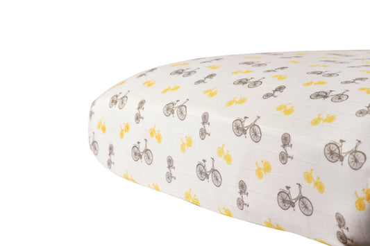 Vintage Bicycle Bamboo Muslin Crib Sheet