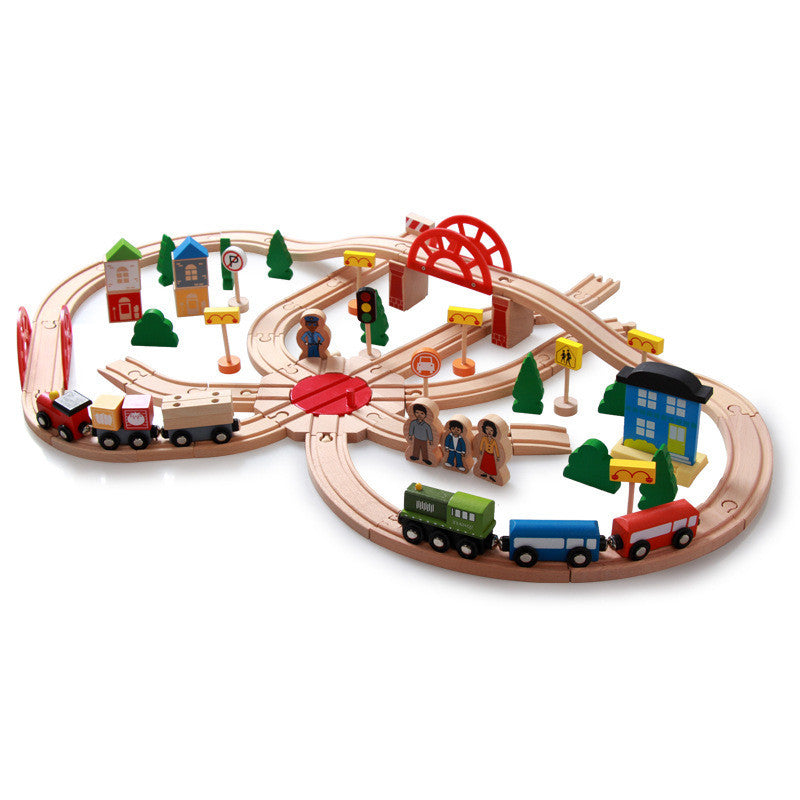 120 Pc Wooden Track Train Set