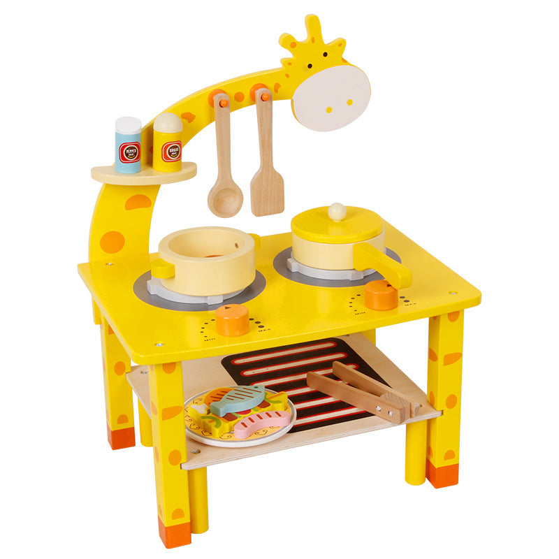 Wooden Playhouse Giraffe Kitchen BBQ Set