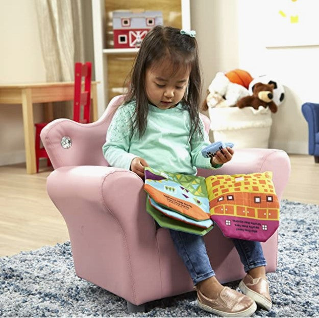 Children's Pink Gem Studded Crown Armchair