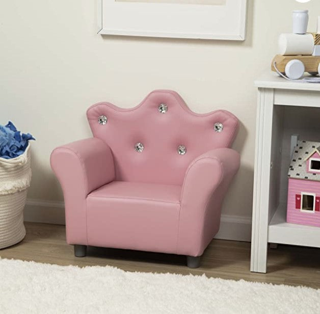 Children's Pink Gem Studded Crown Armchair