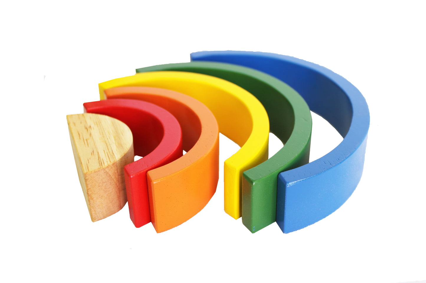 Montessori learning, sorting toy - This set of gorgeous blocks will offer young children hours of fun as they stretch their imagination. The set include 40 hollow blocks, wooden blocks and a wooden rainbow. All the blocks have a natural finish in wooden patterns and rainbow colours. The blocks are made from a blend of Acacia and rubber wood and can also be used indoors or outside. All housed in a wooden tray for storage. All QTOYS are made out of plantation timber using non-toxic child safe materials.