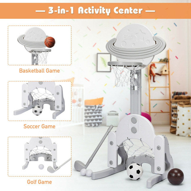 3-in-1 Kids Basketball Hoop Set with Balls