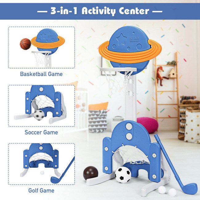 3-in-1 Kids Basketball Hoop Set with Balls