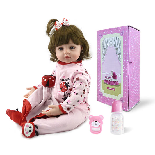 Baby Girl Reborn Doll in Ladybug Outfit w/ Bottle & Paci 24"