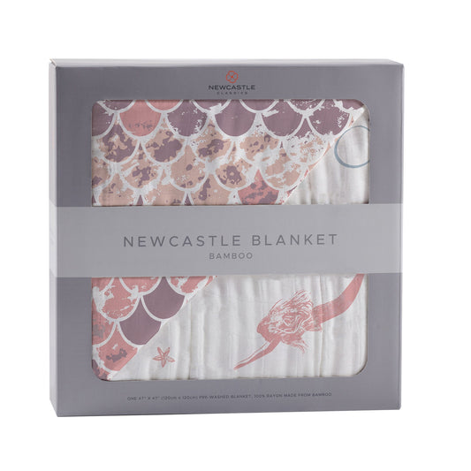 Mermaids and Scales Reversible Bamboo Muslin Blanket